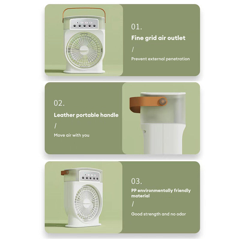 Ventilateur brumisateur portable USB Zeboora - éclairage LED coloré