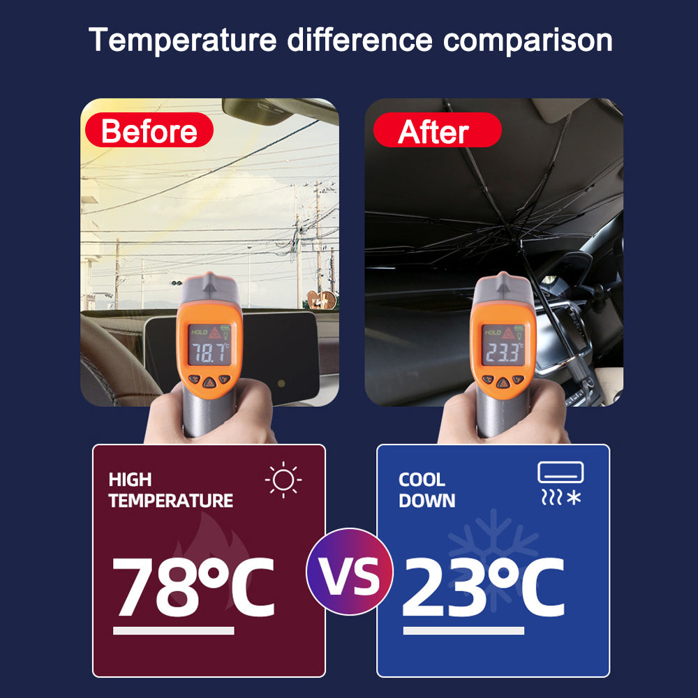 Pare-soleil pliable pour voiture Zeboora - installé sur pare-brise