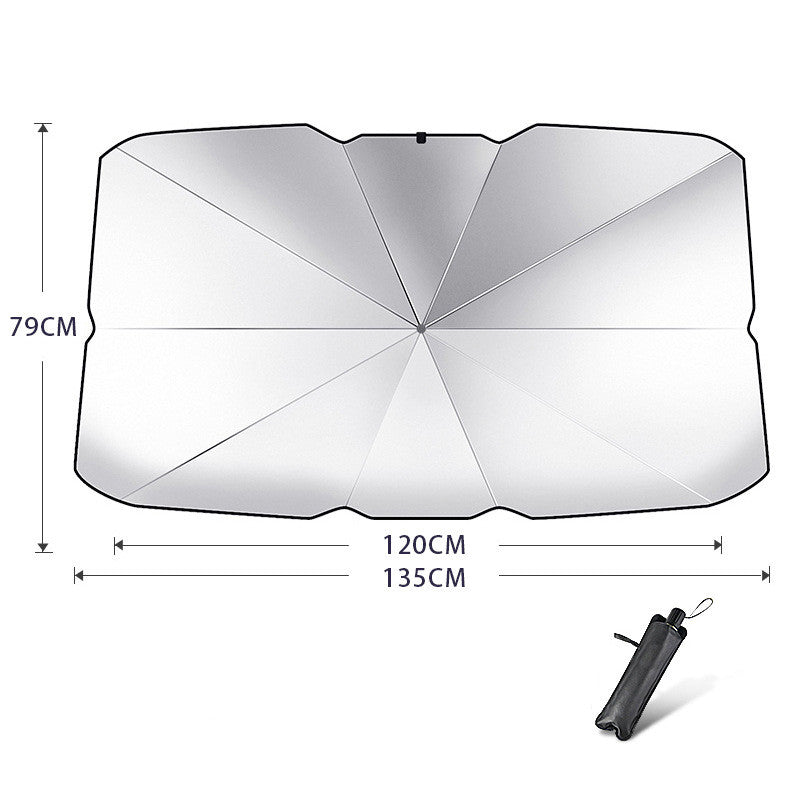 Pare-soleil pliable pour voiture Zeboora - vue d'ensemble avec sangles de fixation