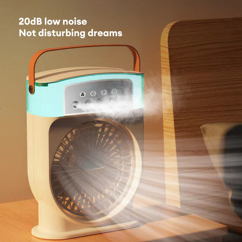 Ventilateur brumisateur portable USB Zeboora - détail du réservoir d'eau et des commandes