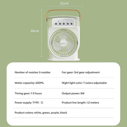 Ventilateur brumisateur portable USB Zeboora - poignée en cuir et hauteur réglable